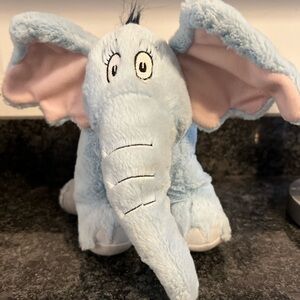 Adorable Light Blue Elephant Plush with Pink Ears